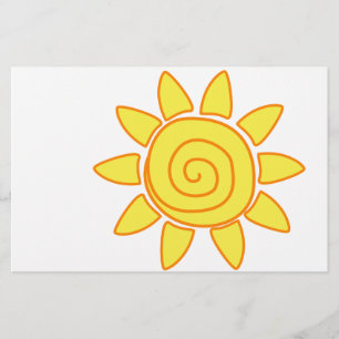 Schattige met de hand getekende zon Kindertekening Briefpapier