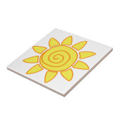 Schattige met de hand getekende zon Kindertekening Tegeltje (Zijkant)