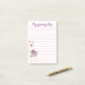 Schattige met lama bekleed kussen post-it® notes (Op bureau)