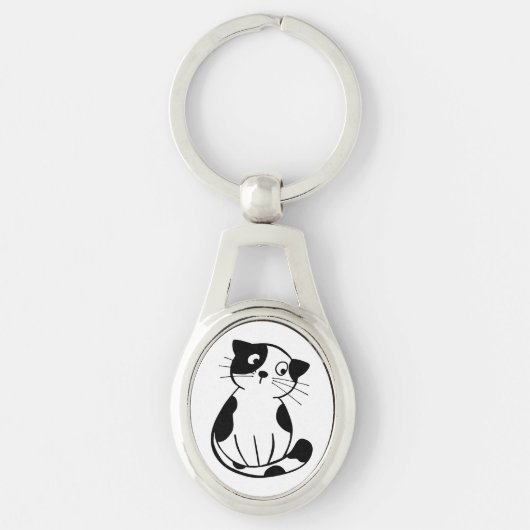 Schattige Metalen Sleutelhanger met Schattige Cat (Voorkant)
