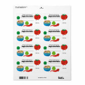 Schattige Mexicaans voedsel salsa blikken label (Full Sheet)