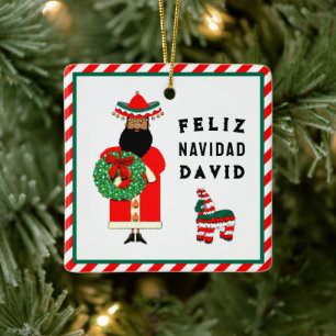 Schattige Mexicaanse Kerstman Kerstmis Keramisch Ornament