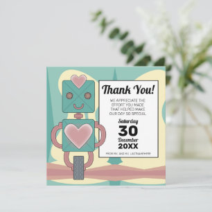 Schattige mid-century modern robot kind verjaardag bedankkaart