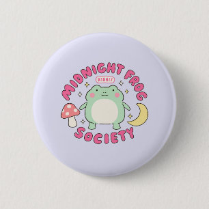 Schattige Middernacht Kikker Vereniging Kawaii Pas Ronde Button 5,7 Cm