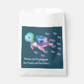 Schattige Mimma De Paarse Groene Zeeen Schildpad Bedankzakje (Voorkant)