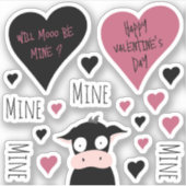 Schattige Mine Mine Mine Collectie Koe Thema Sticker (Voorkant)