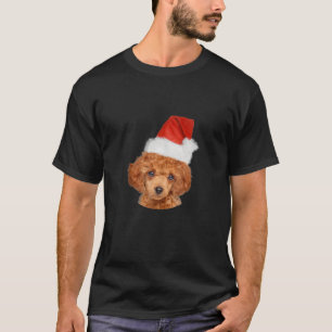 Schattige Miniatuur Poedel met Kerstman Hoed T-shirt