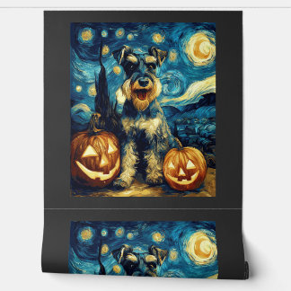 Schattige Miniatuur Schnauzer Hond Halloween Jack  Behang