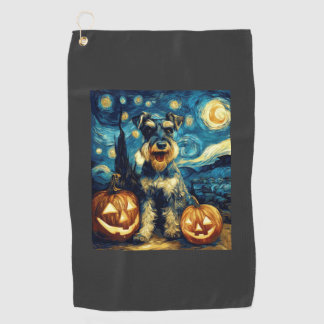 Schattige Miniatuur Schnauzer Hond Halloween Jack  Golfhanddoek