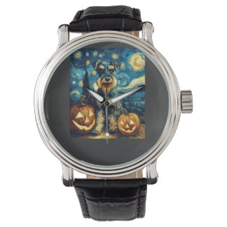 Schattige Miniatuur Schnauzer Hond Halloween Jack  Horloge