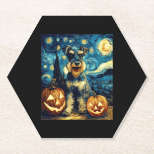 Schattige Miniatuur Schnauzer Hond Halloween Jack Kartonnen Onderzetters