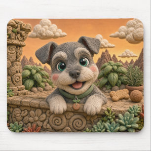 Schattige Miniatuur Schnauzer Puppy, Baby Hond Muismat