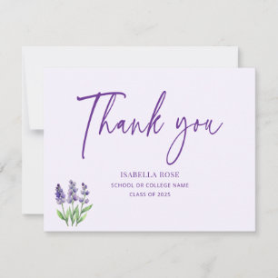 Schattige Minimaal Elegant Paarse Bloemen Afstuder Bedankkaart