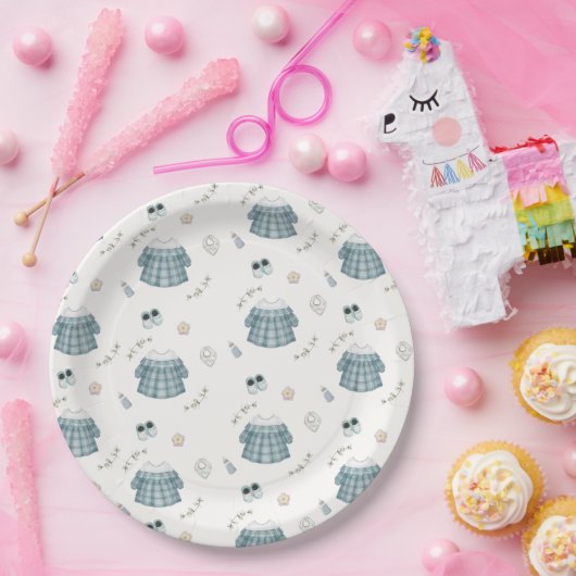 Schattige Minimal Boho Kleding Pattern Baby shower Papieren Bordje (Feest)