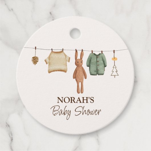 Schattige Minimal Boho Winter Jongenskleding Baby Bedankjes Labels (Voorkant)