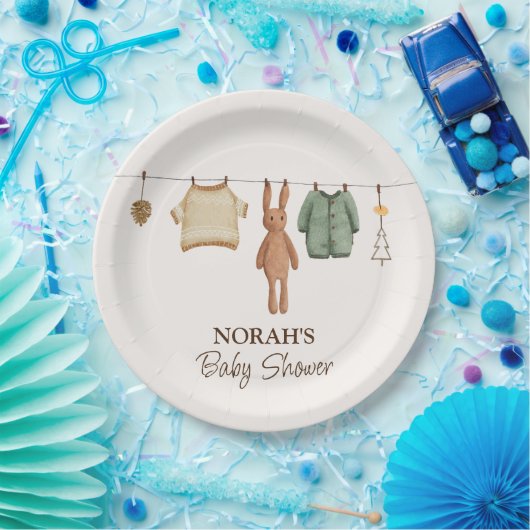 Schattige Minimal Boho Winter Jongenskleding Baby Papieren Bordje (Feest)