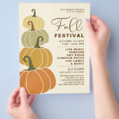 Schattige Minimal Herfst Festival Stacked Pumpkins Flyer (Hand)