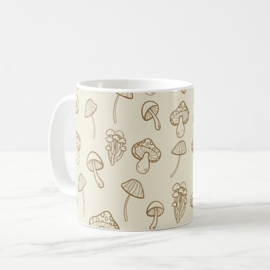 Schattige Minimal Mushrooms Pattern Koffiemok (Voorkant links)
