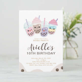 Schattige Minimalistische Boba Bubble Melk Thee Kaart