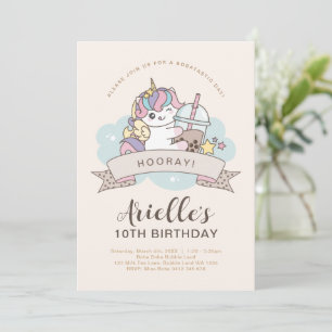 Schattige Minimalistische Eenhoorn Boba Bubble Mel Kaart
