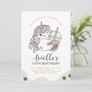 Schattige Minimalistische Eenhoorn Boba Bubble Mel Kaart