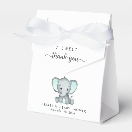 Schattige Mint Groene Olifant Baby shower Dank u Bedankdoosjes (Voorkant Zijde)