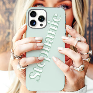 Schattige Mintgroene Minimalistische Aangepaste Na iPhone 16 Pro Max Hoesje