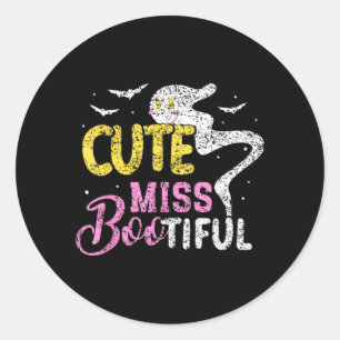 Schattige Miss Bootiful Meisjes Griezelige Kostuum Ronde Sticker