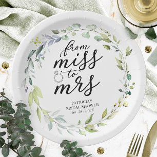 Schattige Miss naar Mrs Groene Eucalyptus Bruids- Papieren Bordje
