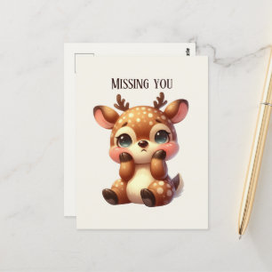 Schattige Missing You Deer Briefkaart
