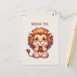 Schattige Missing You Lion Briefkaart