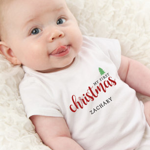 Schattige M'n Eerste Kerst Naam Romper