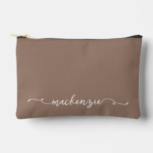 Schattige Mocha White Script Typografie Monogram Etui