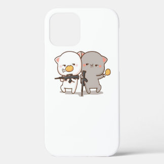 Schattige Mochi Perzik Kat iPhone 12 Hoesje