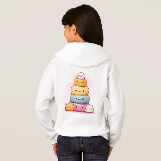 Schattige Mochi Stack Kinder Hoodie (Achterkant volledig)