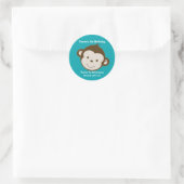 Schattige Mod Monkey Custom Verjaardagsgunst Stick Ronde Sticker (Tas)
