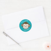 Schattige Mod Monkey Custom Verjaardagsgunst Stick Ronde Sticker (Envelop)