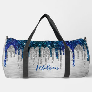 Schattige modern Blauw Glitter Drips monogram Gedr Plunjezak