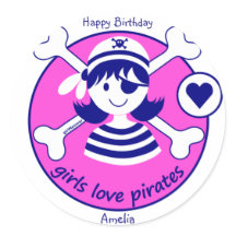 Schattige Modern Bright Pink Girl Pirate