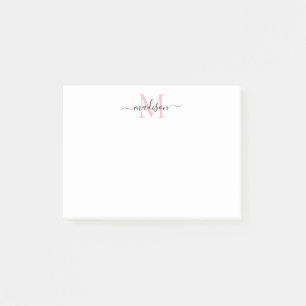 Schattige Modern Chic Girly Script Monogram Blush  Post-it® Notes