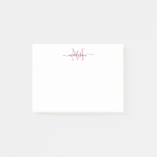 Schattige Modern Chic Girly Script Monogram Blush Post-it® Notes (Voorkant)