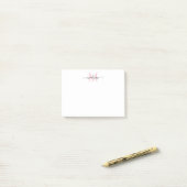 Schattige Modern Chic Girly Script Monogram Blush Post-it® Notes (Op bureau)