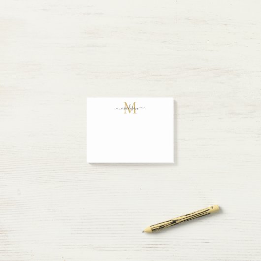 Schattige Modern Chic Girly Script Monogram Zwart  Post-it® Notes (Op bureau)