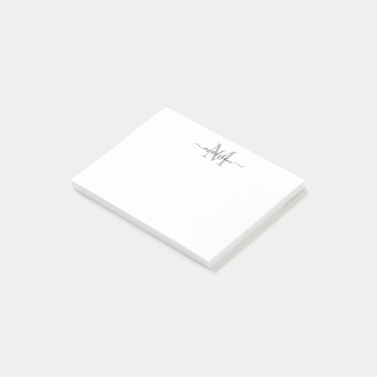 Schattige Modern Chic Girly Script Monogram Zwart Post-it® Notes (Schuin)