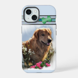 Schattige Modern Golden Retriever Dog Art iPhone 15 Hoesje