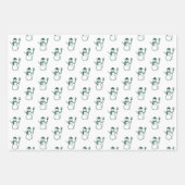 Schattige Modern Groen Sneeuwman Kerstbomen Script Inpakpapier Vel (Voorkant 3)