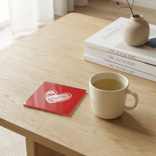 Schattige modern hart wit en rood minimalistisch e glazen onderzetter