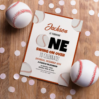 Schattige Modern Honkbal Sport Kinder 1e Verjaarda Kaart