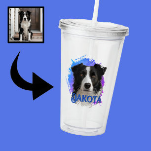 Schattige Modern & Leuk Blue Border Collie Dog Fot Acryl Drinkbeker