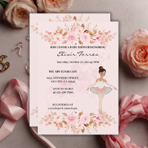 Schattige Modern Little Ballerina Photo Baby showe Kaart